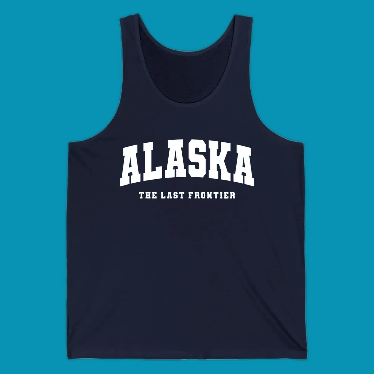 White block lettering on a black background reads 'ALASKA THE LAST FRONTIER', with 'ALASKA' larger. Design concept: alaska-last-frontier-typography.