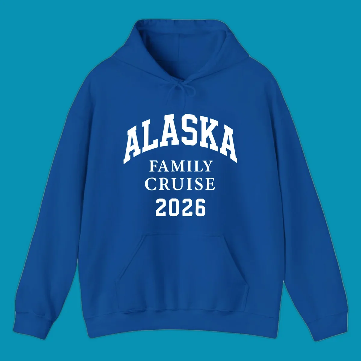 Bold white typography reading 'Alaska Family Cruise 2026' in arched lettering on gray background