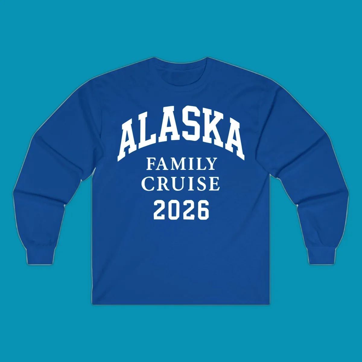 Bold white typography reading 'Alaska Family Cruise 2026' in arched lettering on gray background