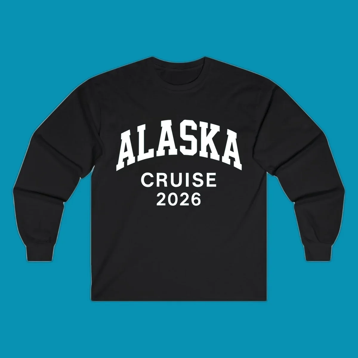 Bold white text reading 'ALASKA CRUISE 2026' in arched sans-serif lettering on gray background