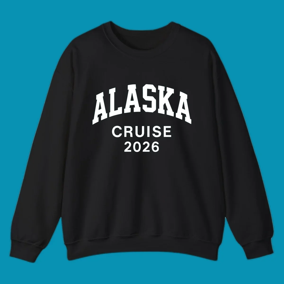 Bold white text reading 'ALASKA CRUISE 2026' in arched sans-serif lettering on gray background