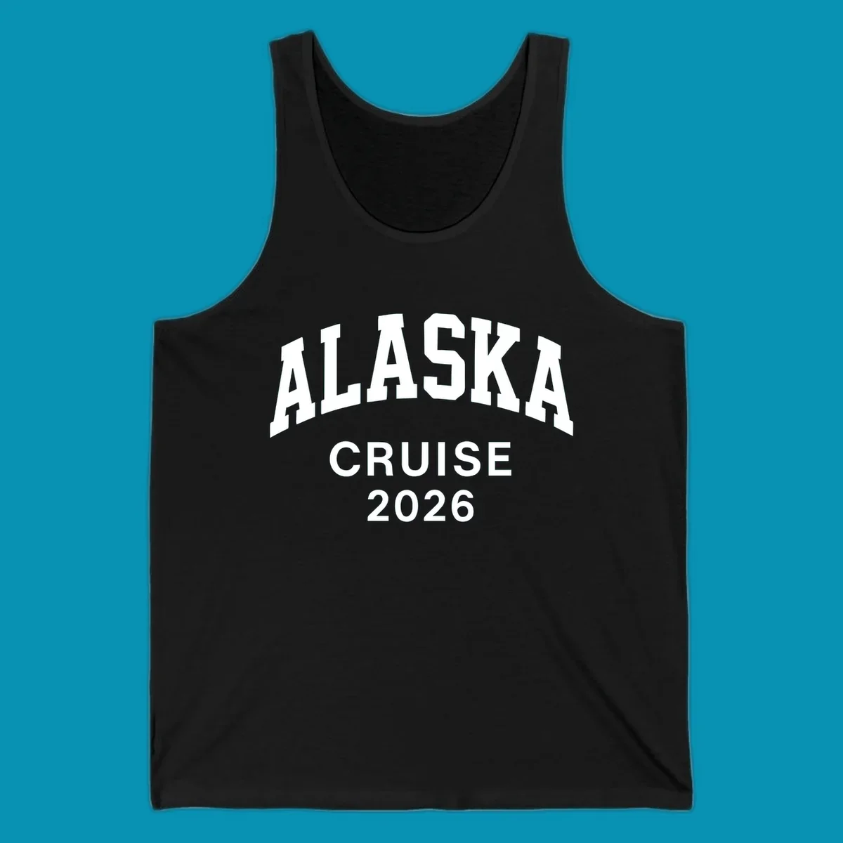 Bold white text reading 'ALASKA CRUISE 2026' in arched sans-serif lettering on gray background