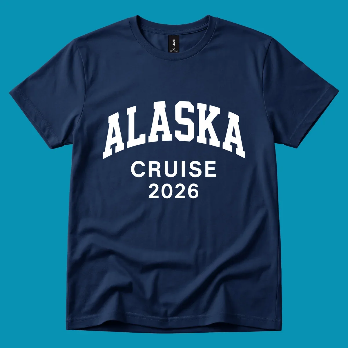 Bold white text reading 'ALASKA CRUISE 2026' in arched sans-serif lettering on gray background