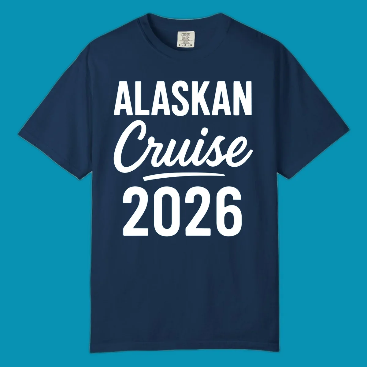 Alaskan Cruise 2026 typography design with bold text and script lettering on gray background
