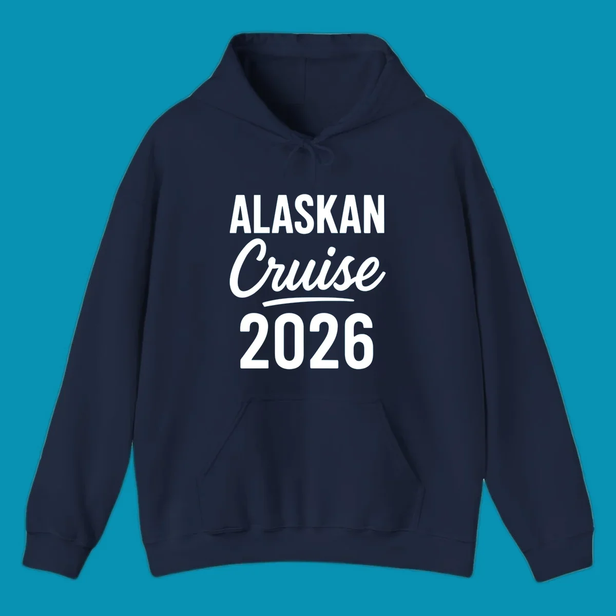 Alaskan Cruise 2026 typography design with bold text and script lettering on gray background