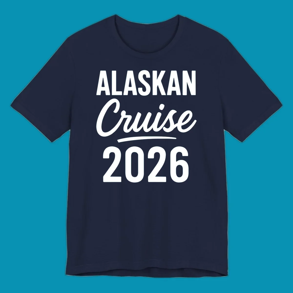 Alaskan Cruise 2026 typography design with bold text and script lettering on gray background