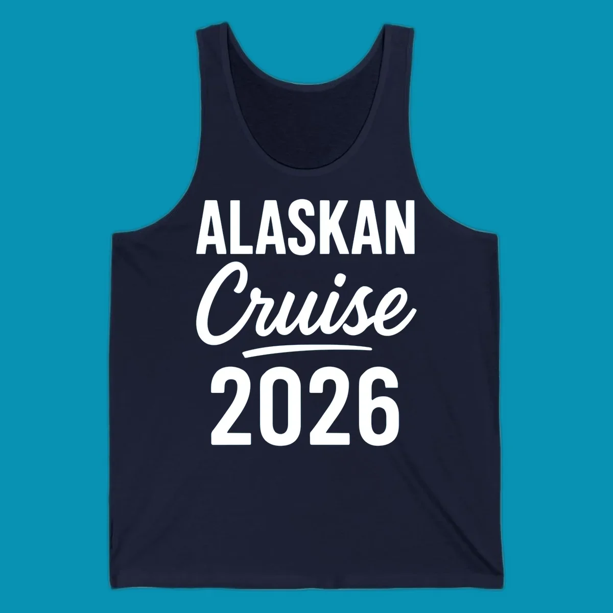 Alaskan Cruise 2026 typography design with bold text and script lettering on gray background