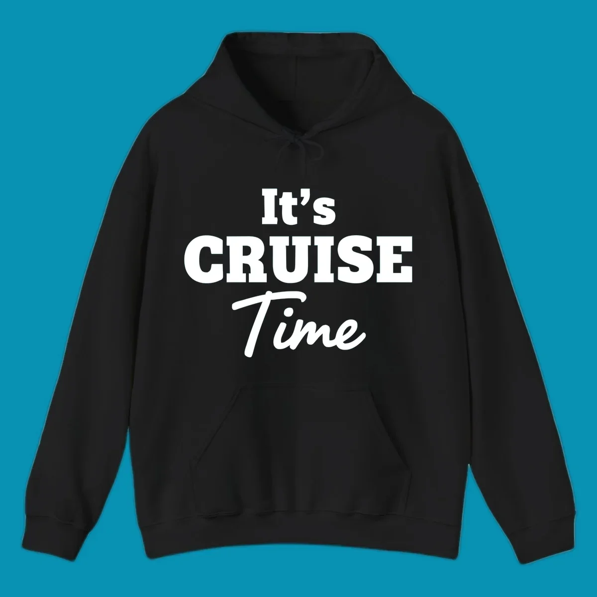 White text reading 'It's Cruise Time' in bold typography on gray background—its-cruise-time design
