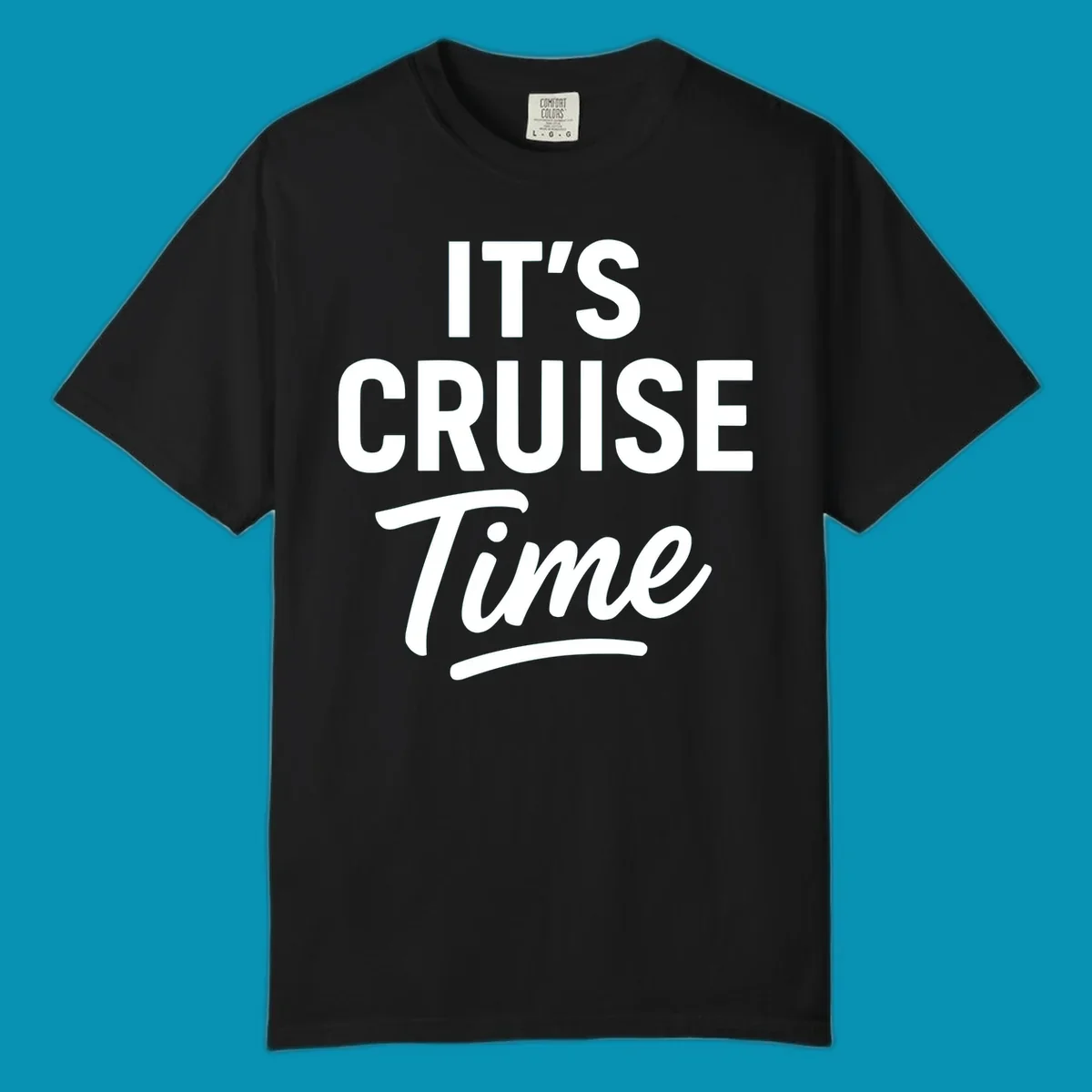 Bold white typography reading 'IT'S CRUISE Time' with decorative underline on gray background—cruise vacation shirt design