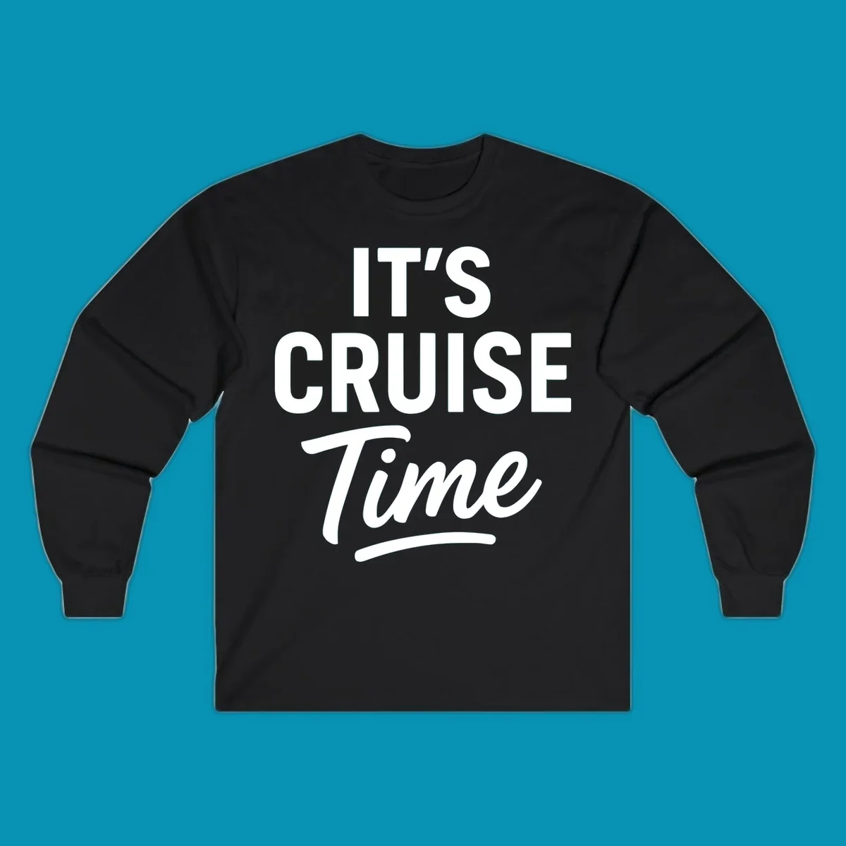 Bold white typography reading 'IT'S CRUISE Time' with decorative underline on gray background—cruise vacation shirt design