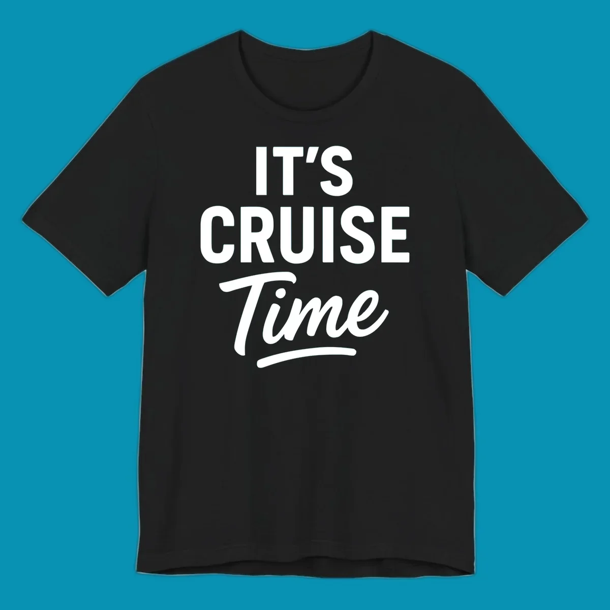Bold white typography reading 'IT'S CRUISE Time' with decorative underline on gray background—cruise vacation shirt design
