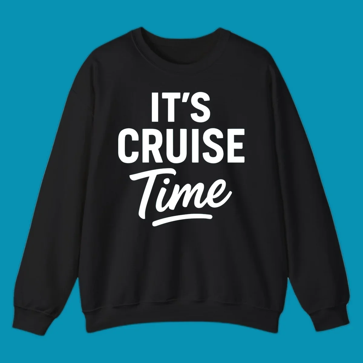 Bold white typography reading 'IT'S CRUISE Time' with decorative underline on gray background—cruise vacation shirt design