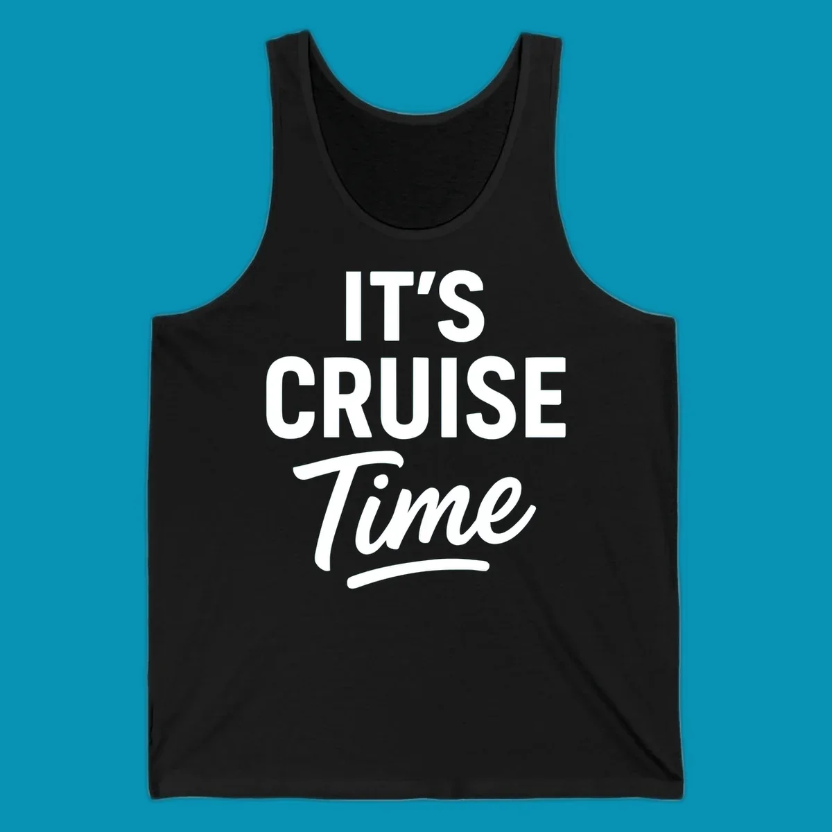 Bold white typography reading 'IT'S CRUISE Time' with decorative underline on gray background—cruise vacation shirt design