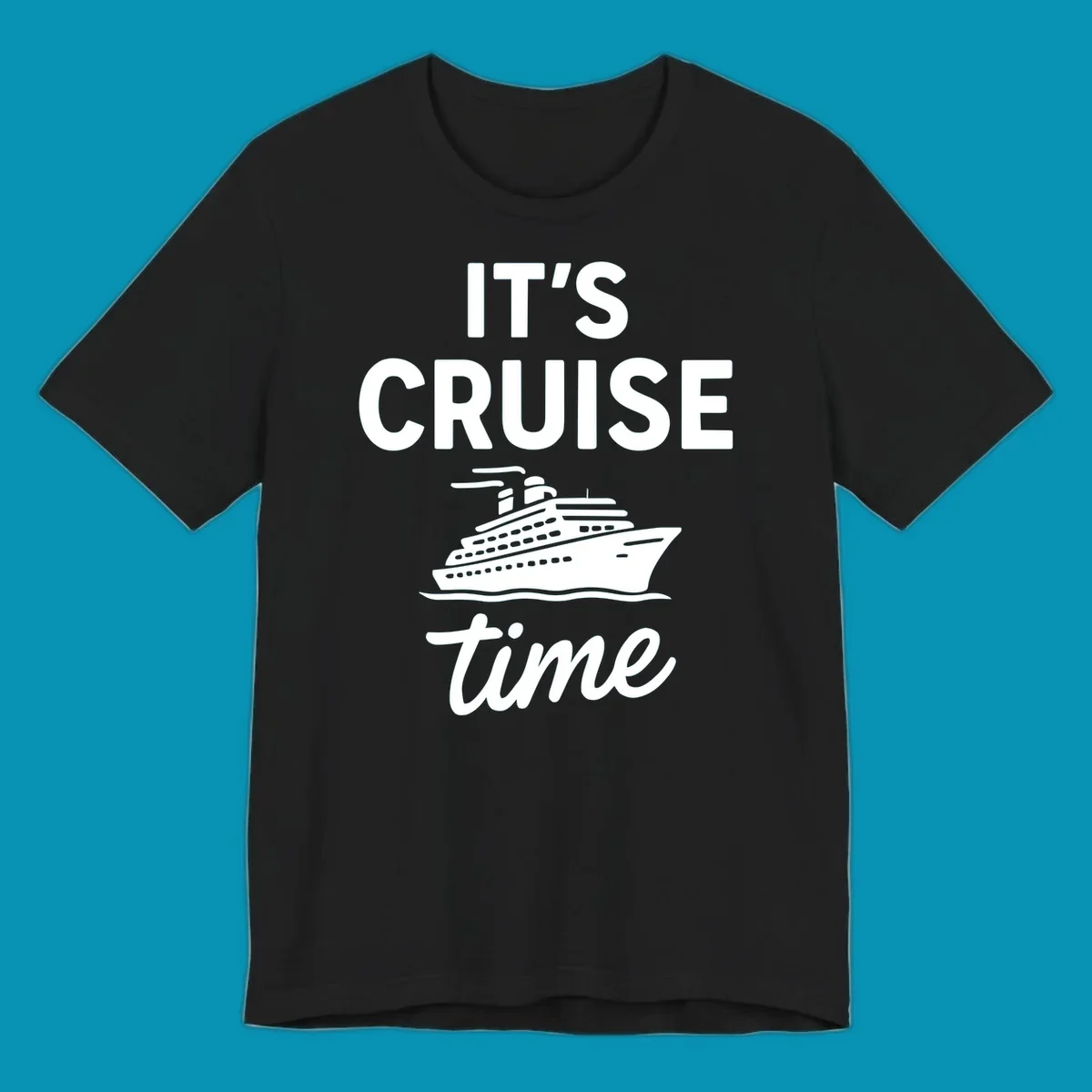 White cruise ship illustration with 'IT'S CRUISE time' text on gray background - it's cruise time design