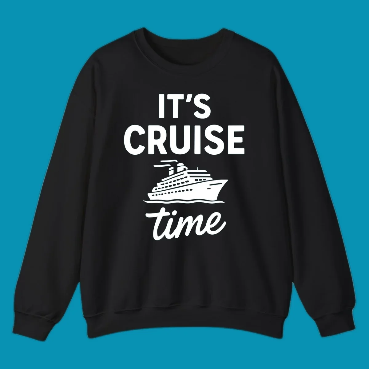 White cruise ship illustration with 'IT'S CRUISE time' text on gray background - it's cruise time design