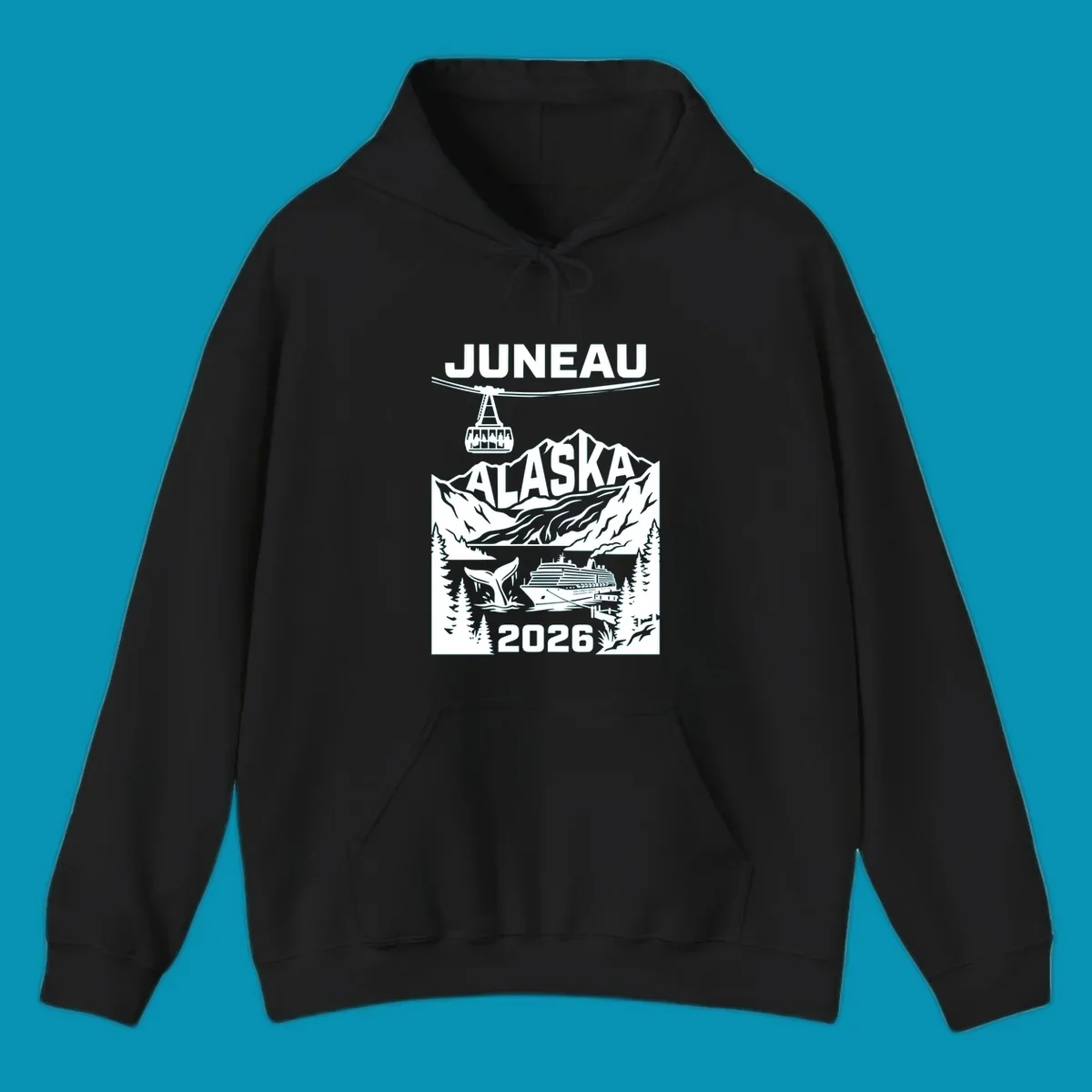 Alaska cruise-themed apparel design featuring vibrant vacation imagery for group-matching cruise shirts