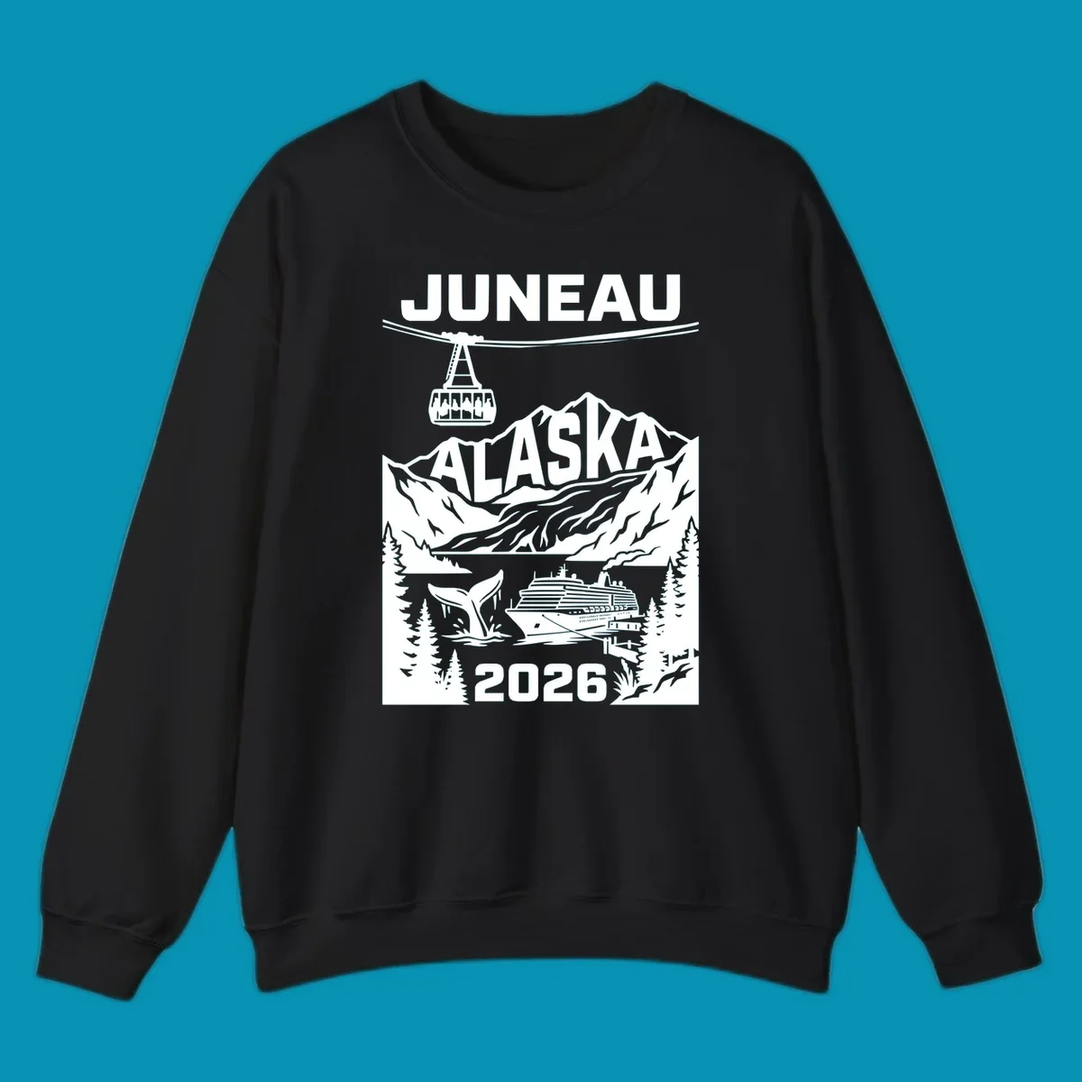 Alaska cruise-themed apparel design featuring vibrant vacation imagery for group-matching cruise shirts