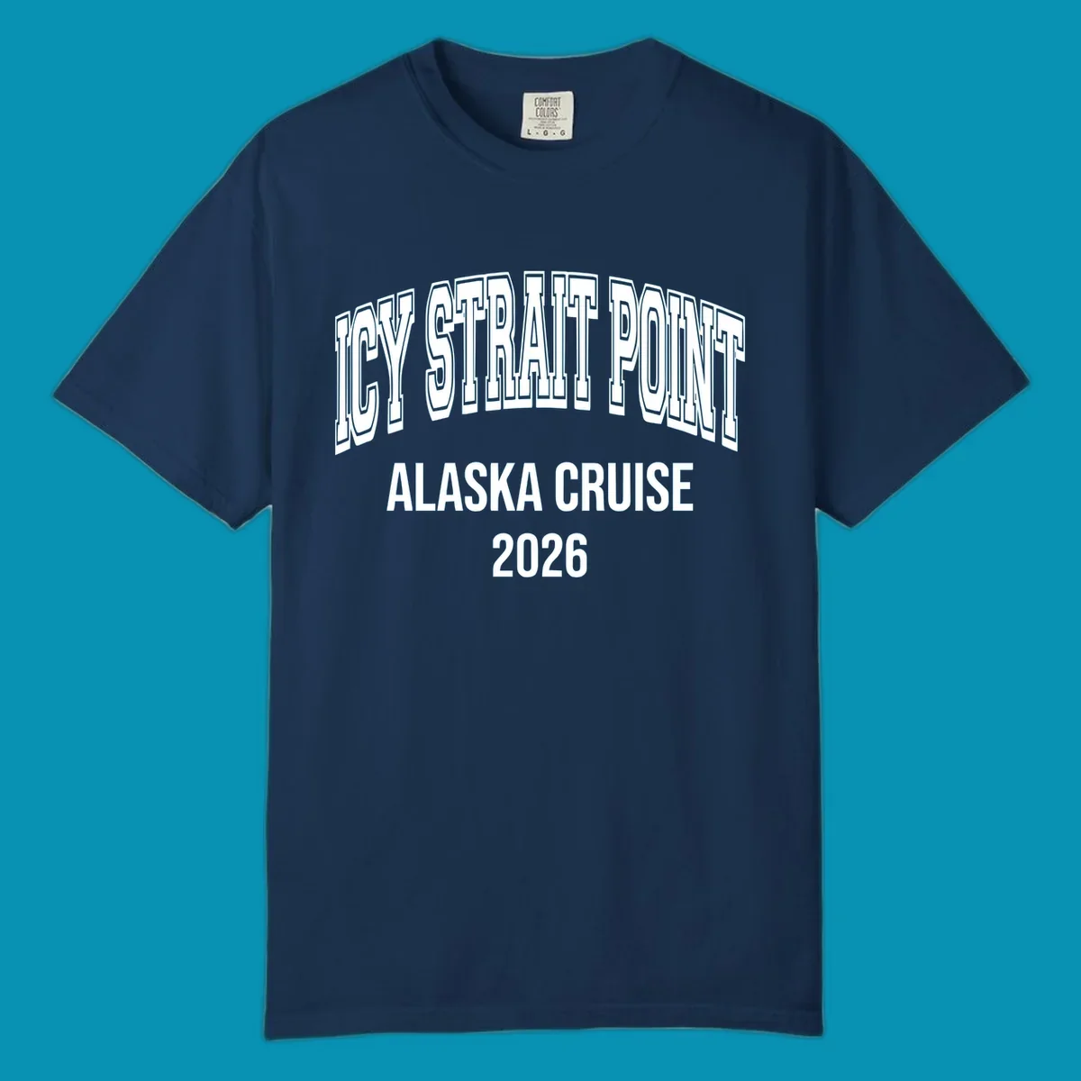 Bold 3D outlined text reading 'Dry Strait Point Alaska Cruise 2026' in white lettering on gray background