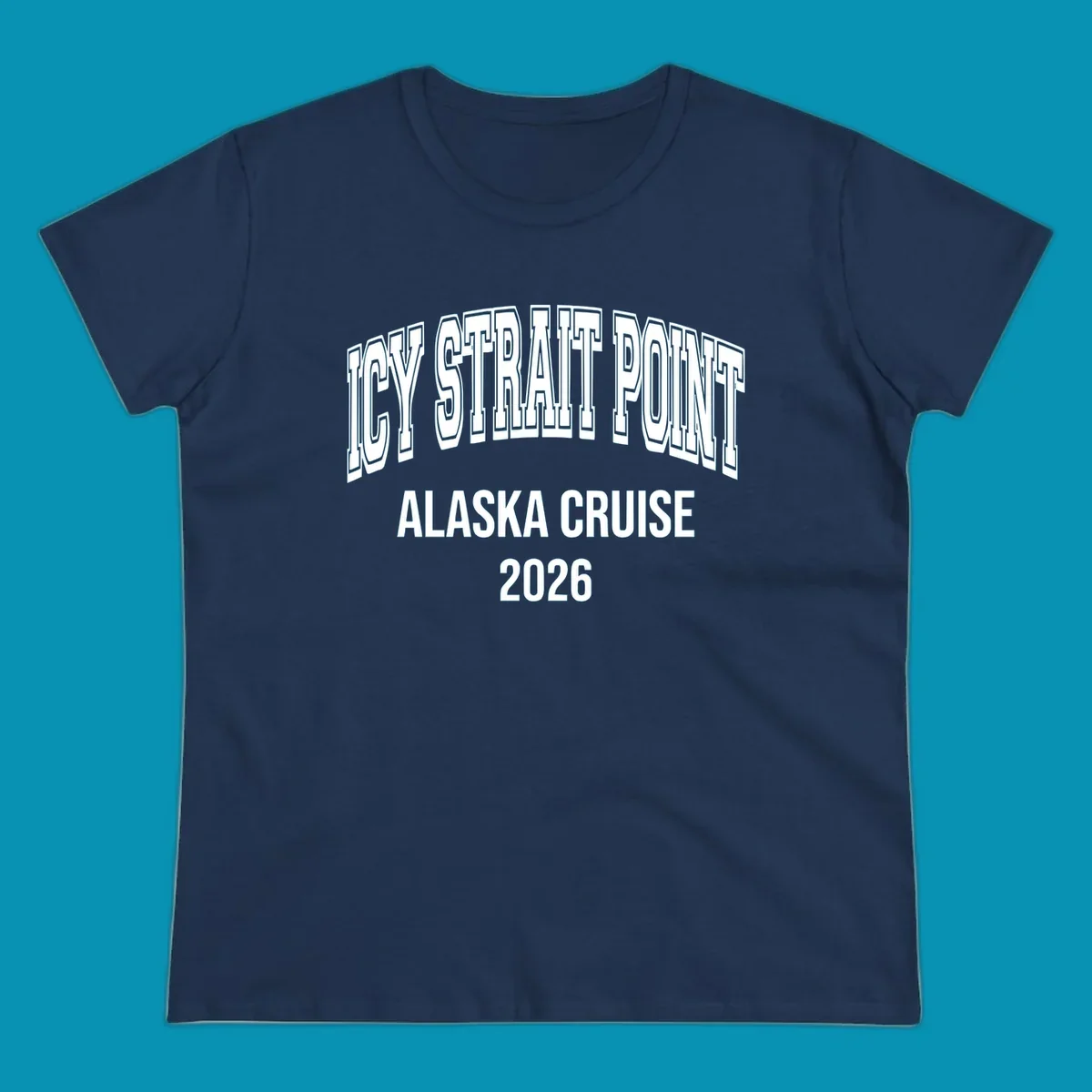 Bold 3D outlined text reading 'Dry Strait Point Alaska Cruise 2026' in white lettering on gray background
