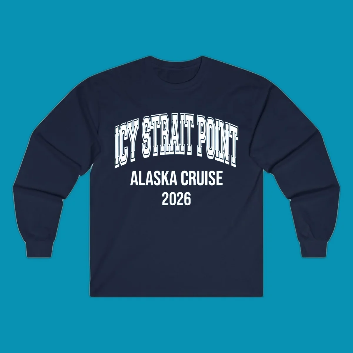 Bold 3D outlined text reading 'Dry Strait Point Alaska Cruise 2026' in white lettering on gray background