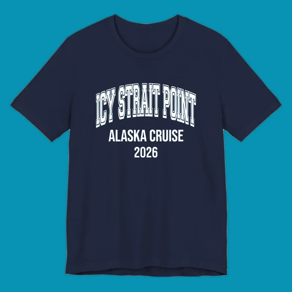 Bold 3D outlined text reading 'Dry Strait Point Alaska Cruise 2026' in white lettering on gray background