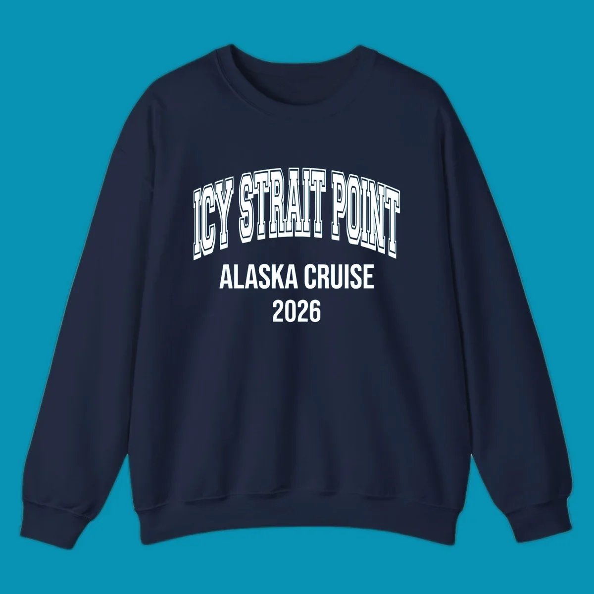Bold 3D outlined text reading 'Dry Strait Point Alaska Cruise 2026' in white lettering on gray background