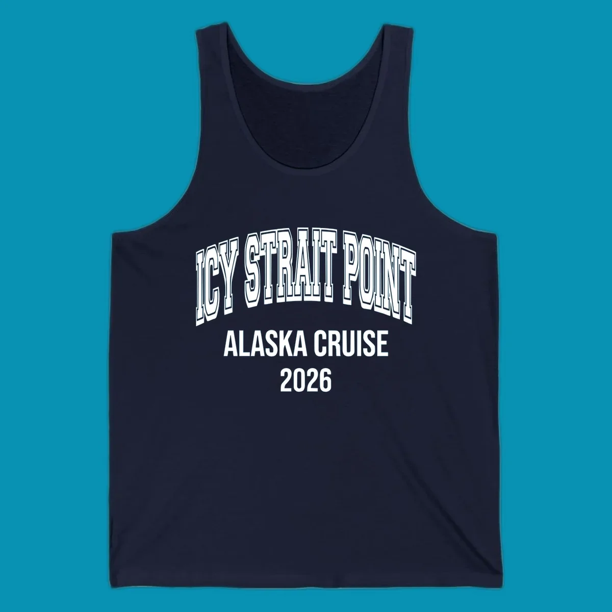 Bold 3D outlined text reading 'Dry Strait Point Alaska Cruise 2026' in white lettering on gray background