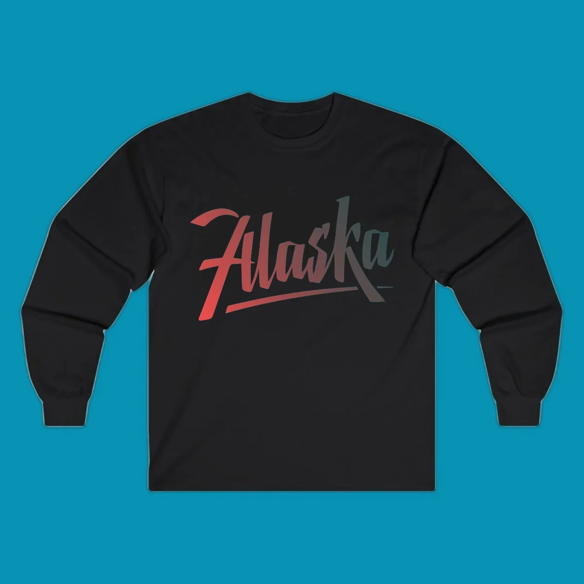 Colorful upward trending arrow design with wavy graph lines, transitioning from red to teal, symbolizing Alaska cruise excitement and positive momentum.