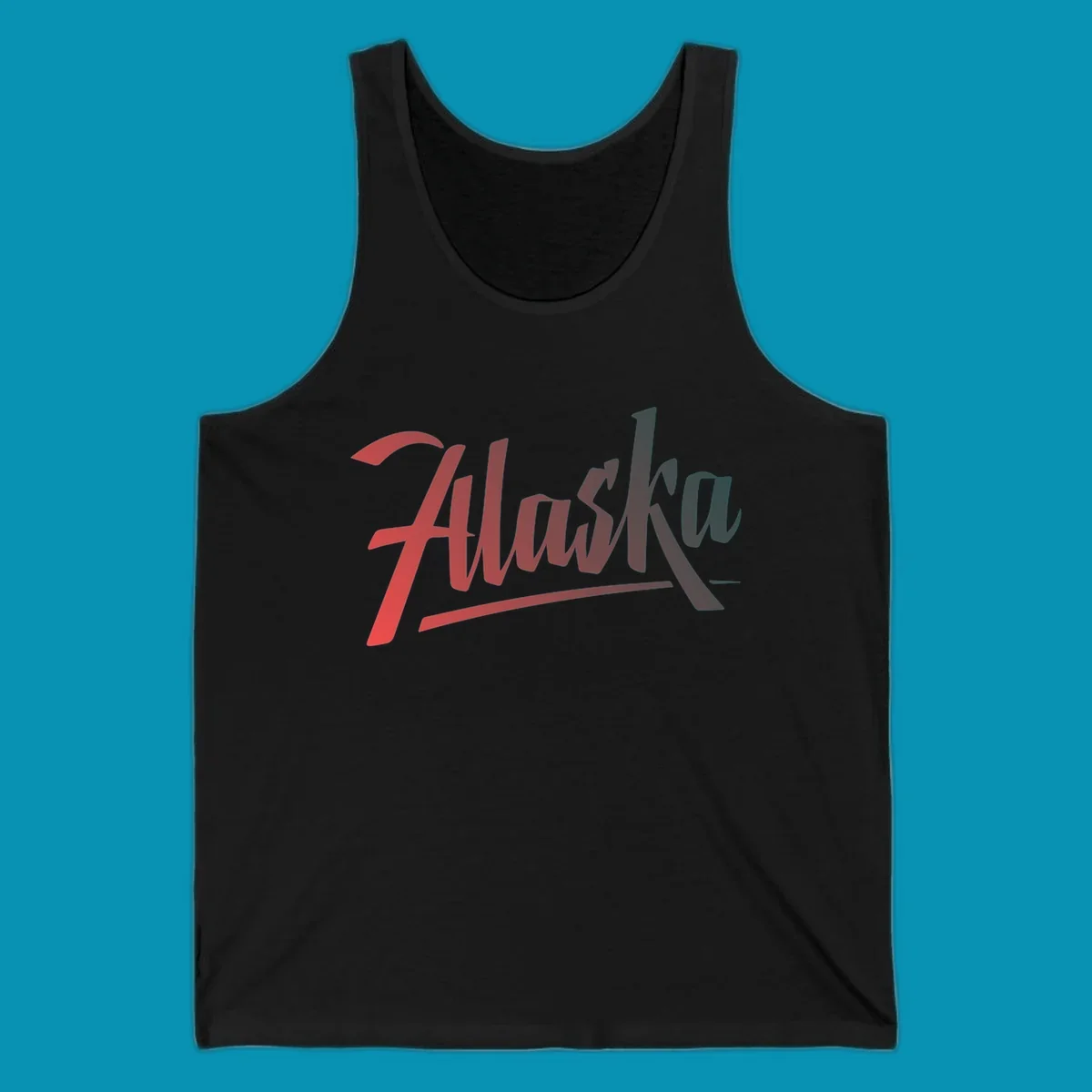 Colorful upward trending arrow design with wavy graph lines, transitioning from red to teal, symbolizing Alaska cruise excitement and positive momentum.