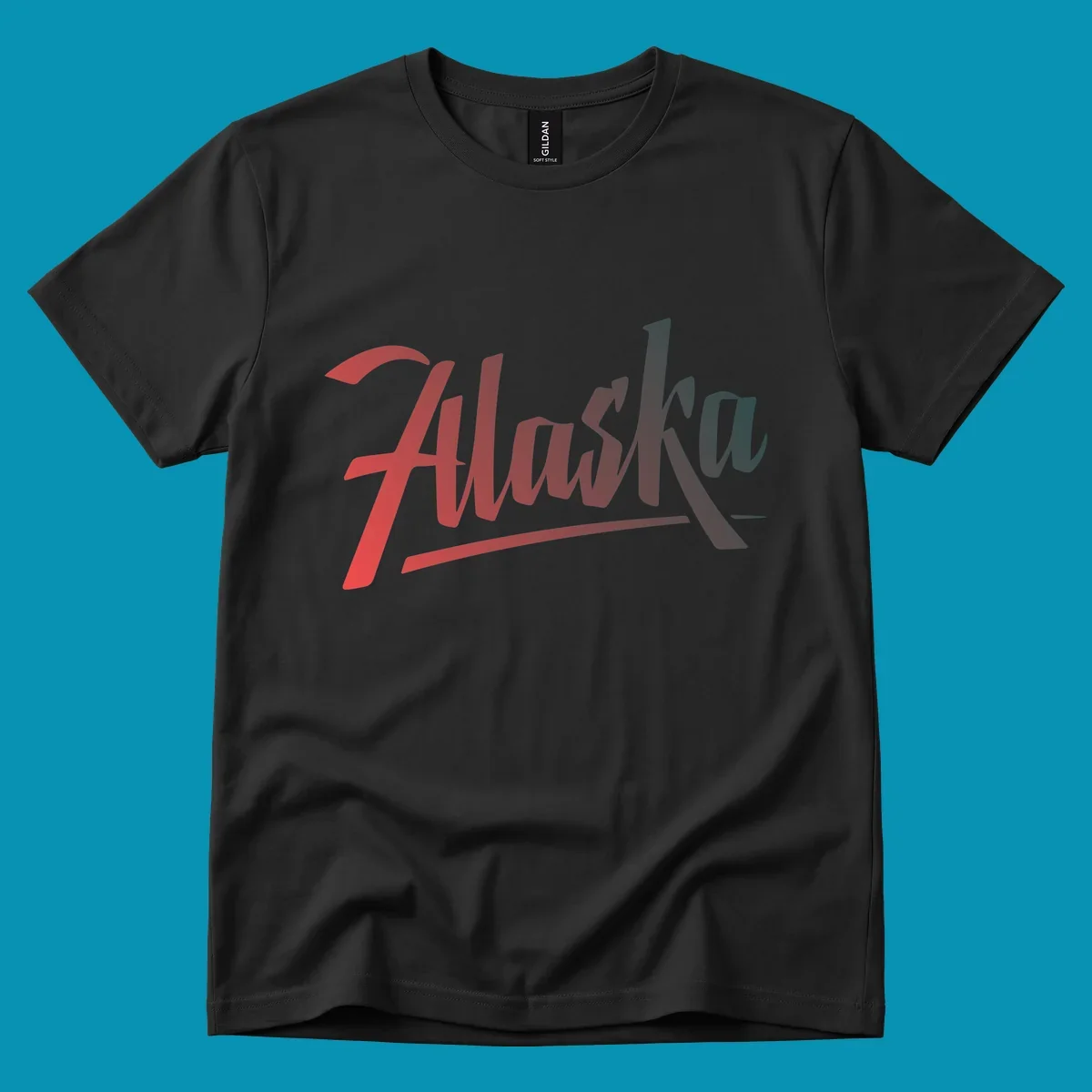 Colorful upward trending arrow design with wavy graph lines, transitioning from red to teal, symbolizing Alaska cruise excitement and positive momentum.