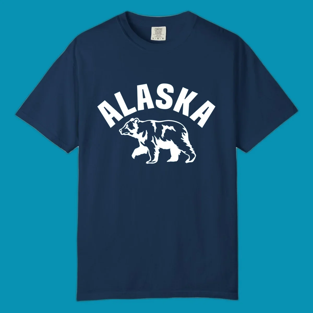 Alaska bear wildlife silhouette design with bold lettering for cruise apparel