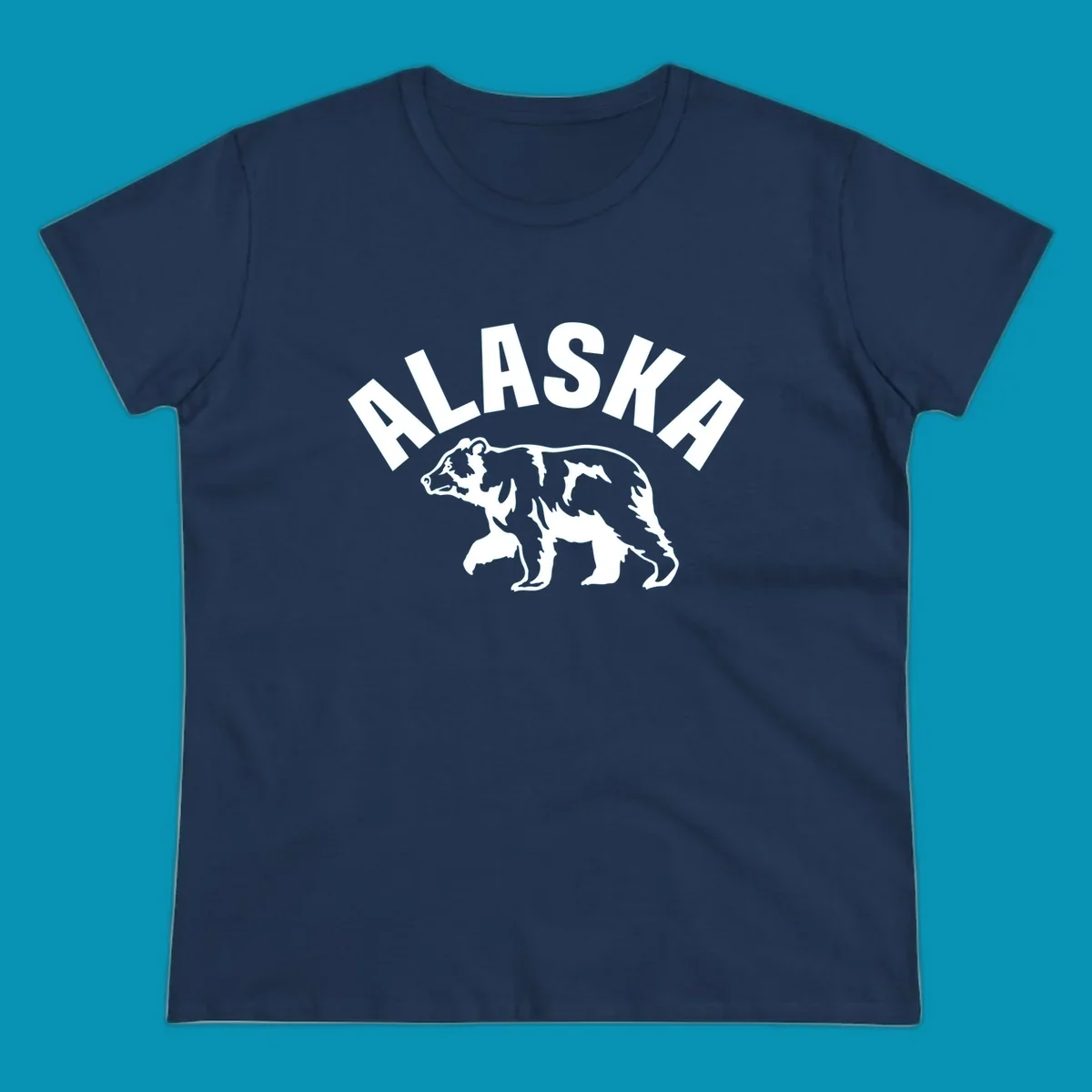 Alaska bear wildlife silhouette design with bold lettering for cruise apparel