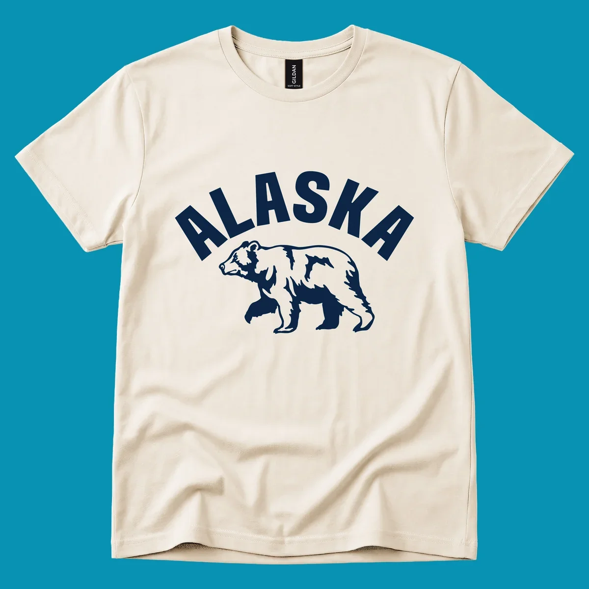 Alaska bear wildlife silhouette design with bold lettering for cruise apparel