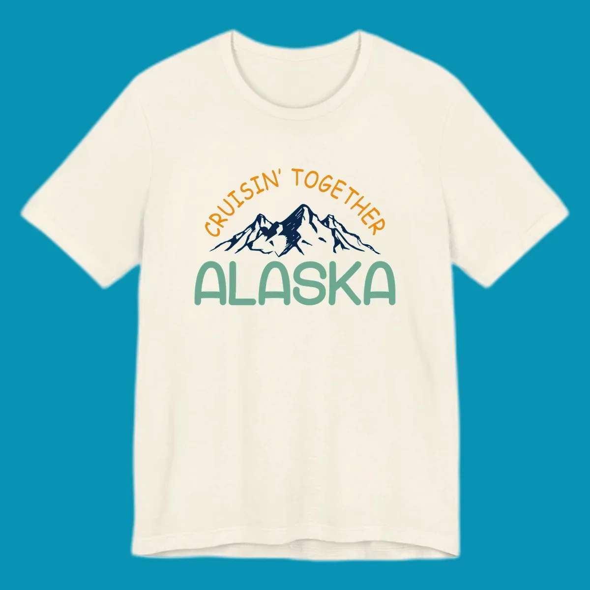 Cruisin Together Alaska design with orange and teal text for group cruise shirts