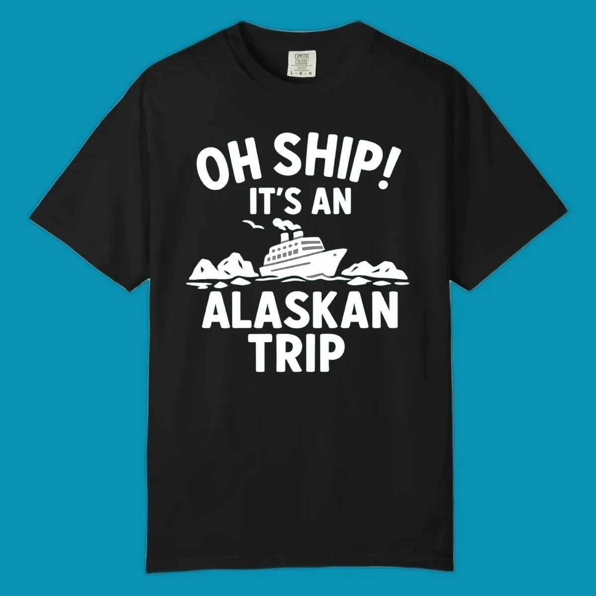Oh ship alaskan cruise design with cruise ship sailing through icebergs and arctic waters with seagulls