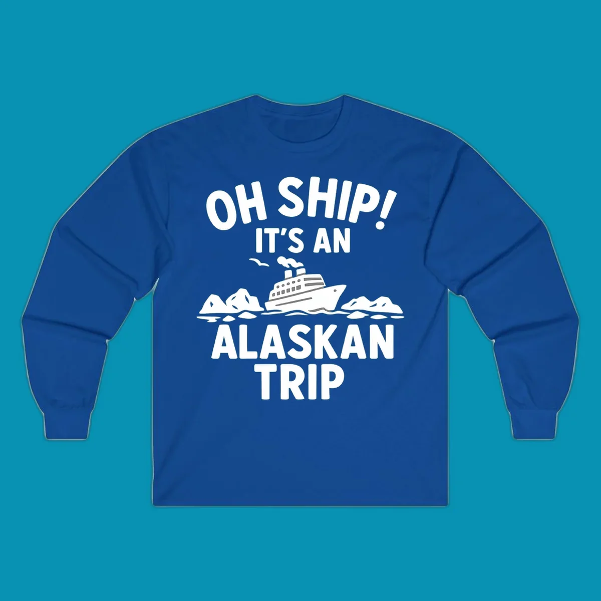 Oh ship alaskan cruise design with cruise ship sailing through icebergs and arctic waters with seagulls