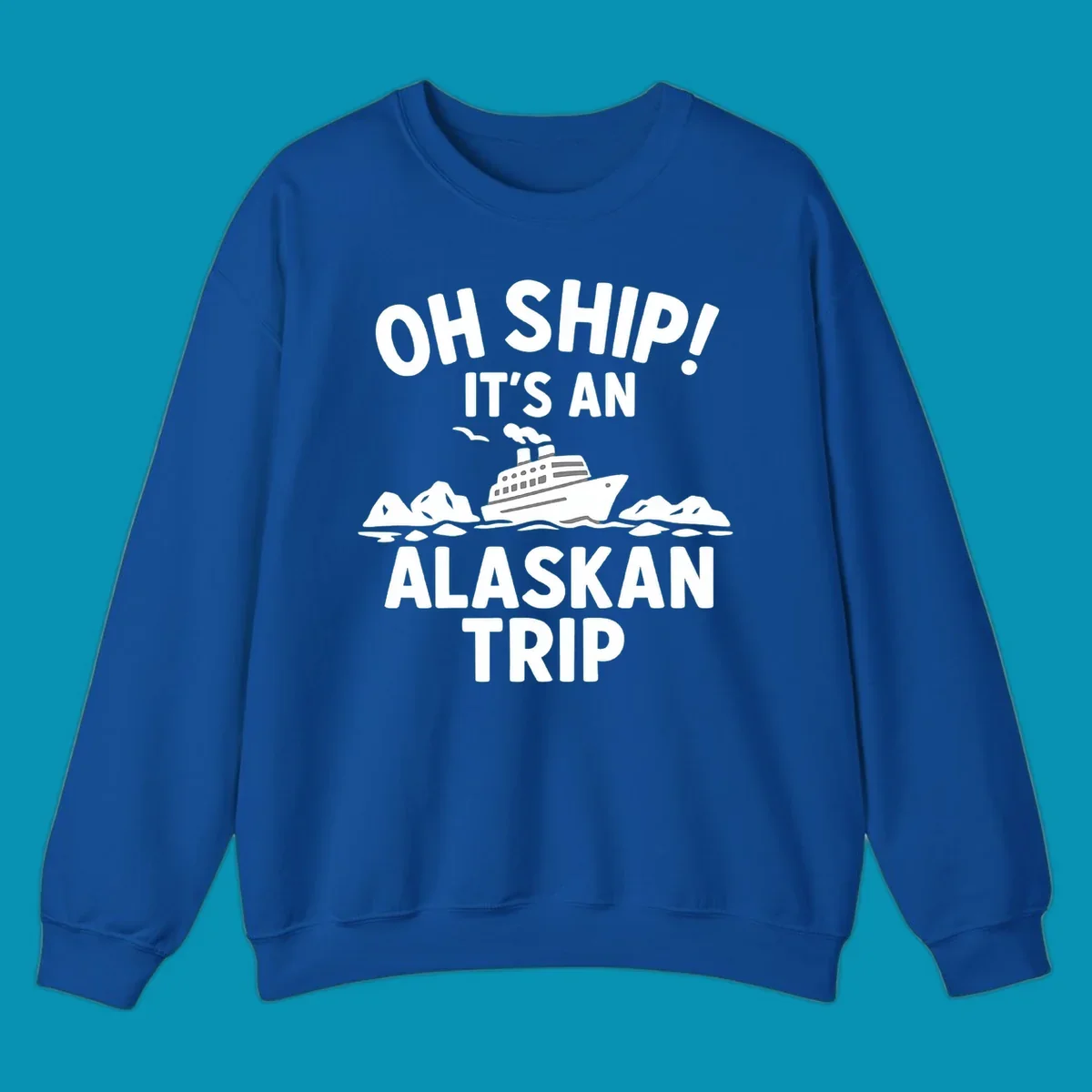 Oh ship alaskan cruise design with cruise ship sailing through icebergs and arctic waters with seagulls