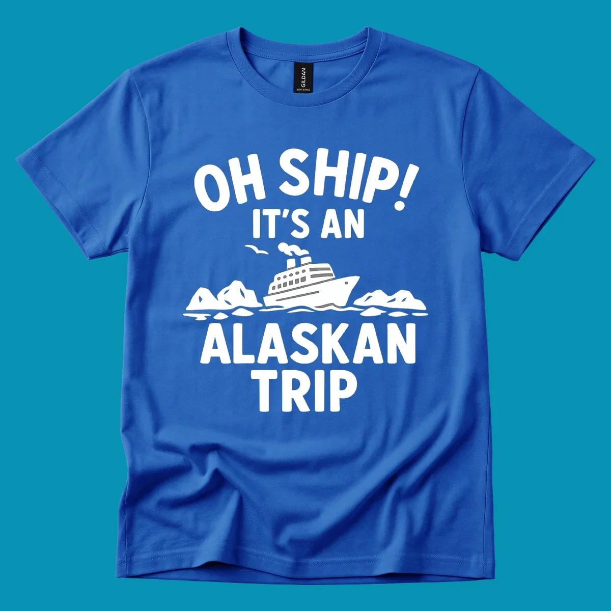 Oh ship alaskan cruise design with cruise ship sailing through icebergs and arctic waters with seagulls