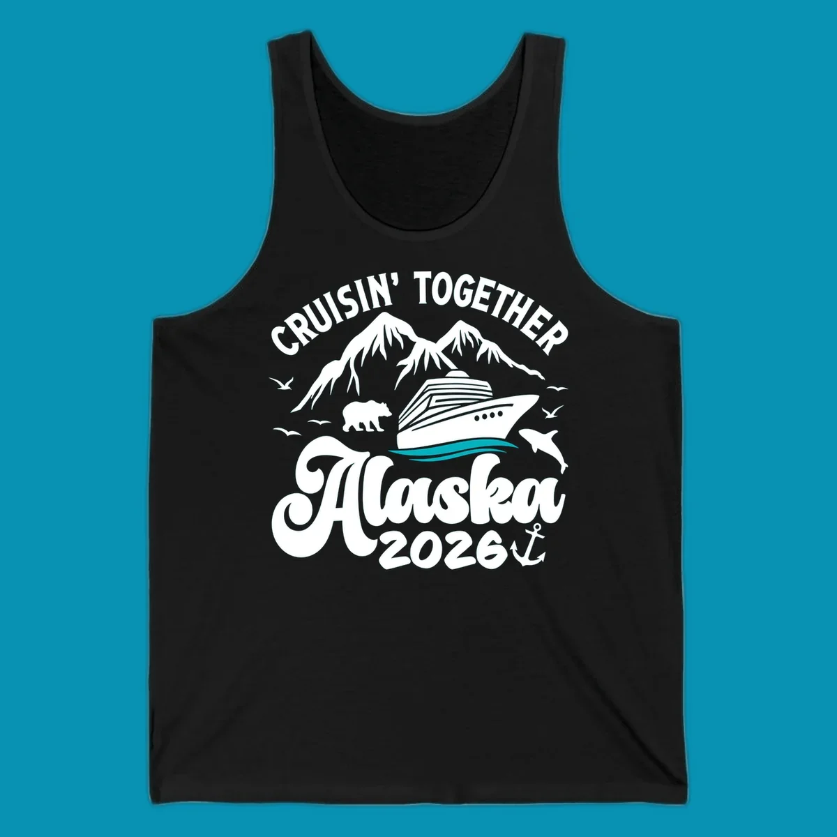 Minimalist teal ocean waves design featuring two flowing curved lines representing calm water movement on white background.