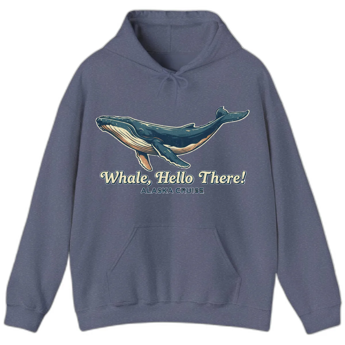 Whale, Hello There! Alaska Cruise Hoodie in Heather Navy