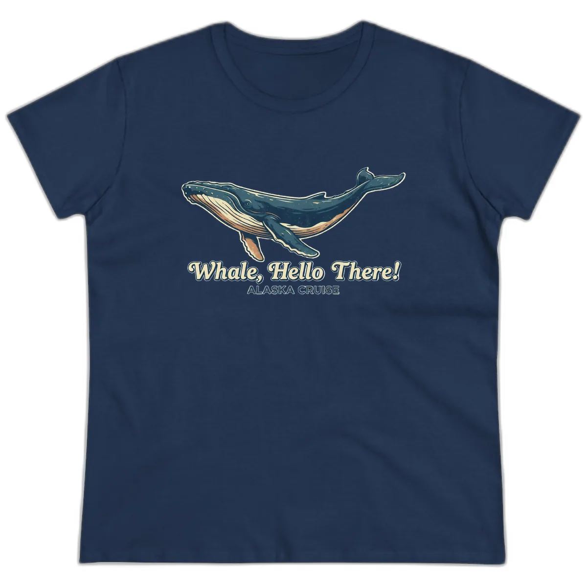 Whale, Hello There! Alaska Cruise Ladies Tee in Navy