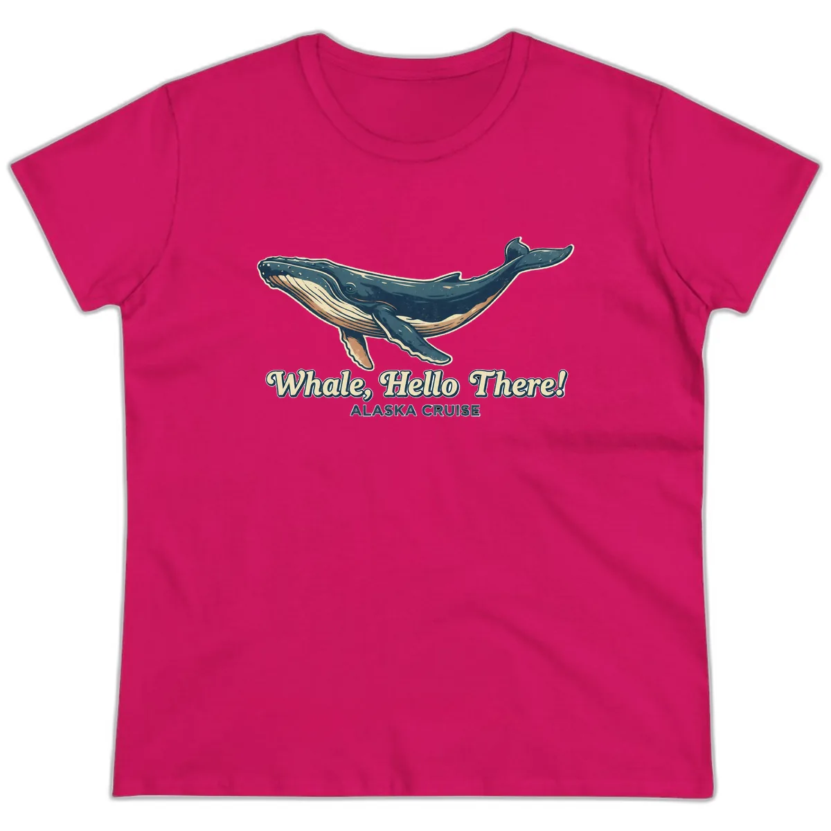 Whale, Hello There! Alaska Cruise Ladies Tee in Heliconia