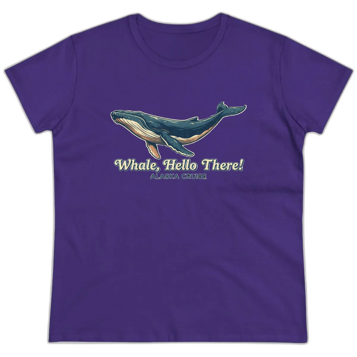 Whale, Hello There! Alaska Cruise Ladies Tee in Purple