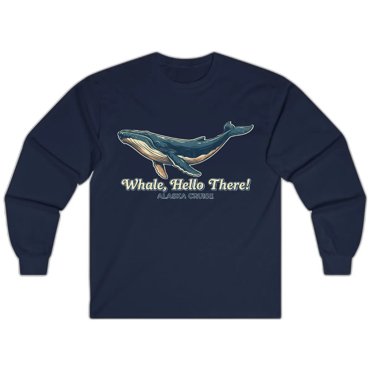 Whale, Hello There! Alaska Cruise Long Sleeve in Navy