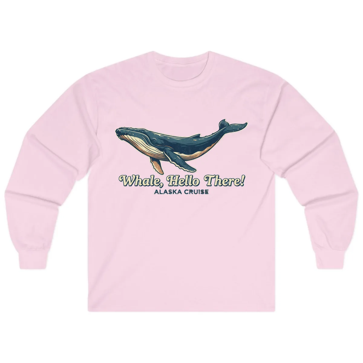 Whale, Hello There! Alaska Cruise Long Sleeve in Light Pink