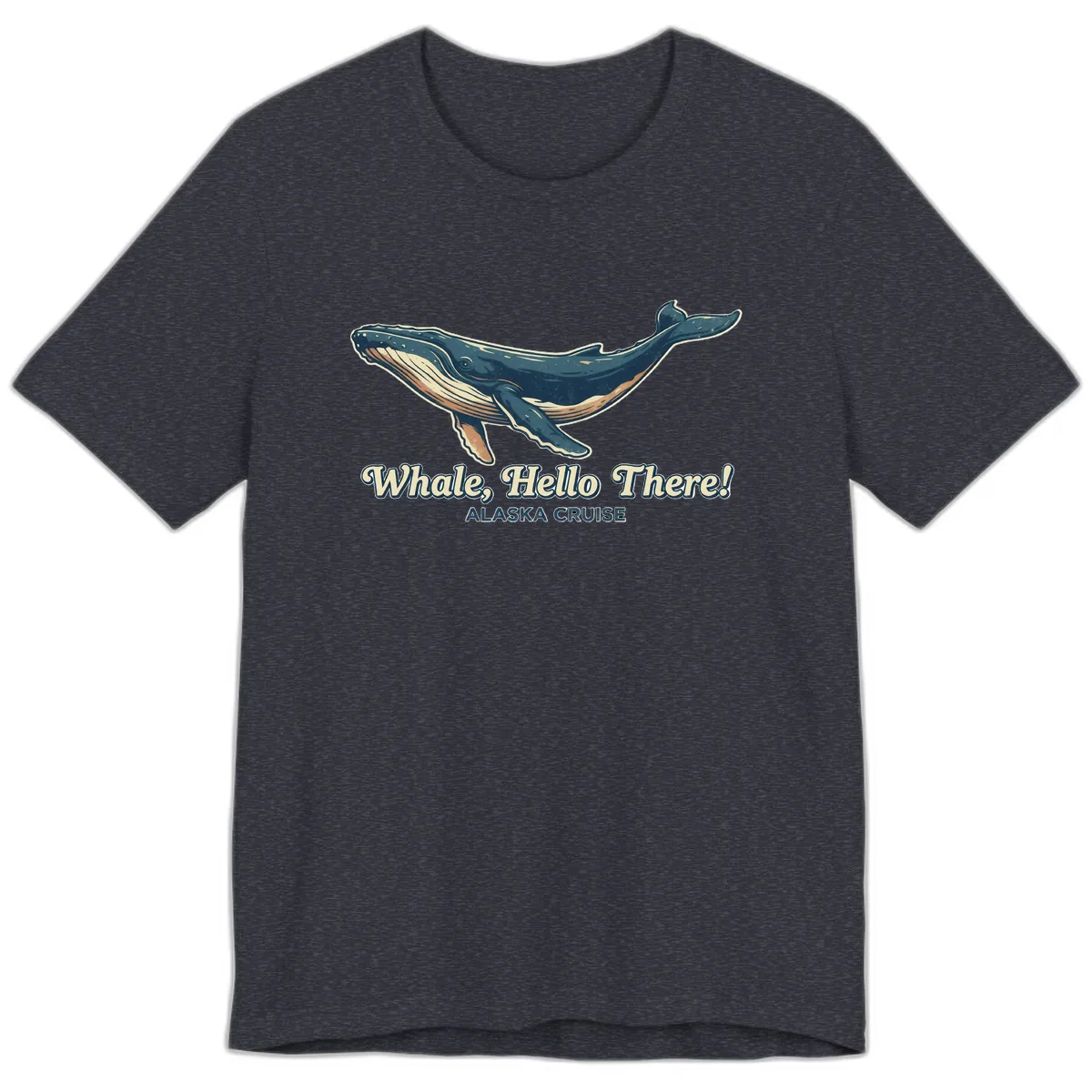 Whale, Hello There! Alaska Cruise Premium T-Shirt in Heather Navy