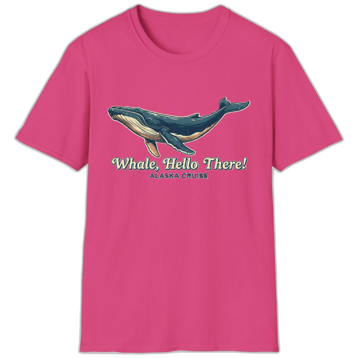 Whale, Hello There! Alaska Cruise T-Shirt in Heliconia