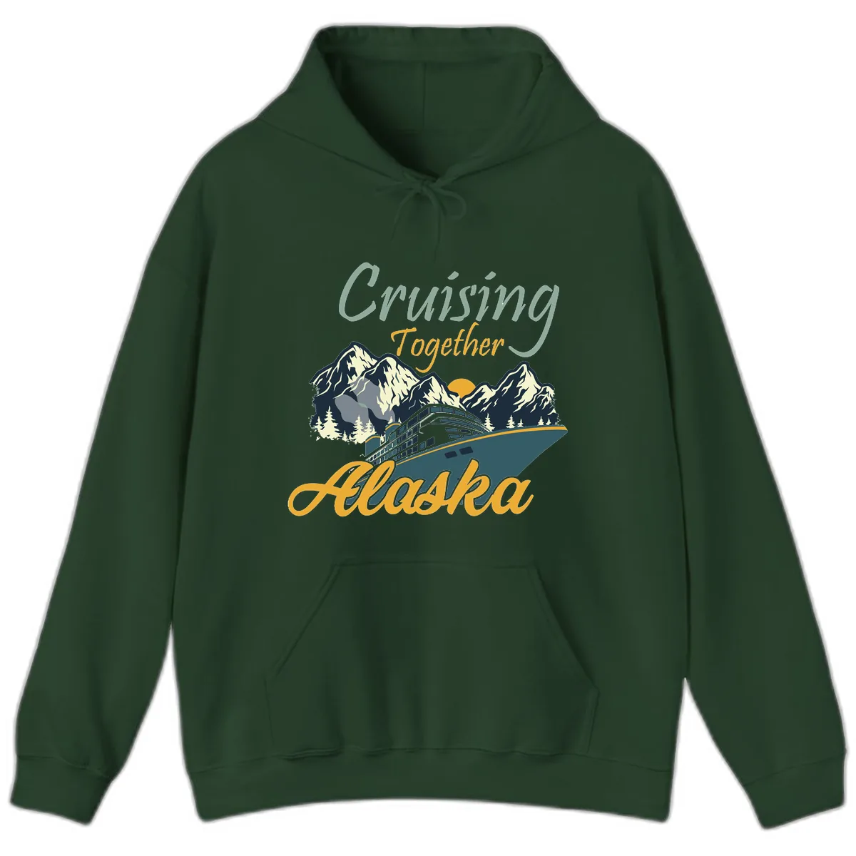 Cruising Together Alaska Hoodie in Forest Green