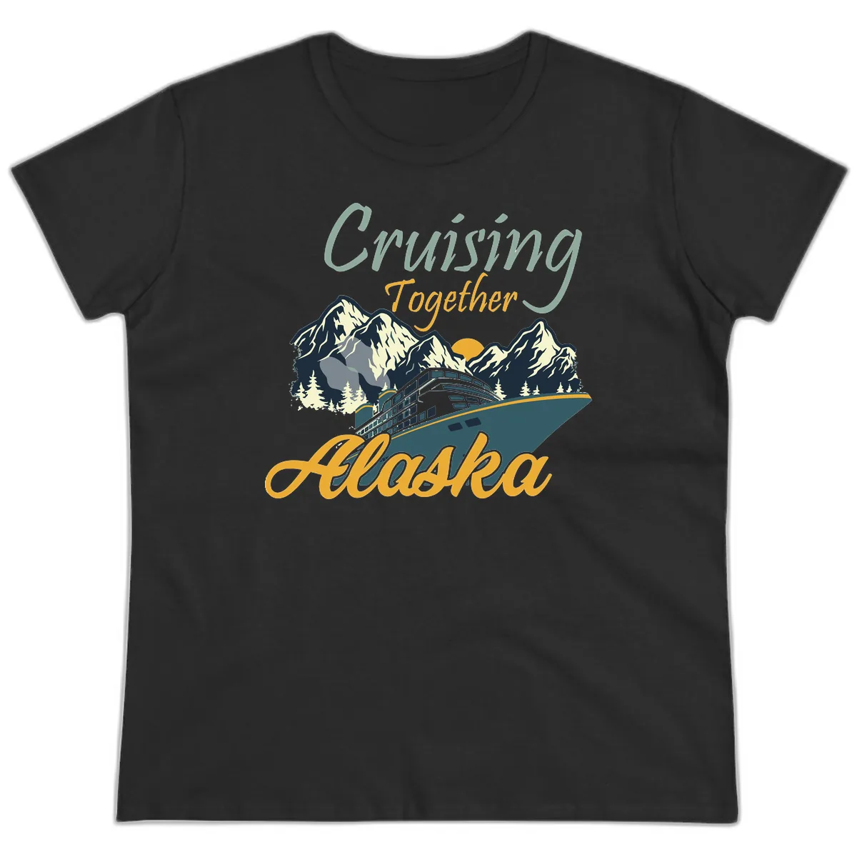 Cruising Together Alaska Ladies Tee in Black