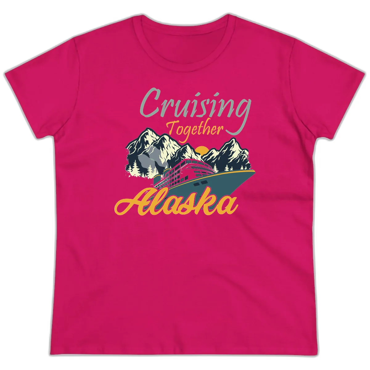 Cruising Together Alaska Ladies Tee in Heliconia